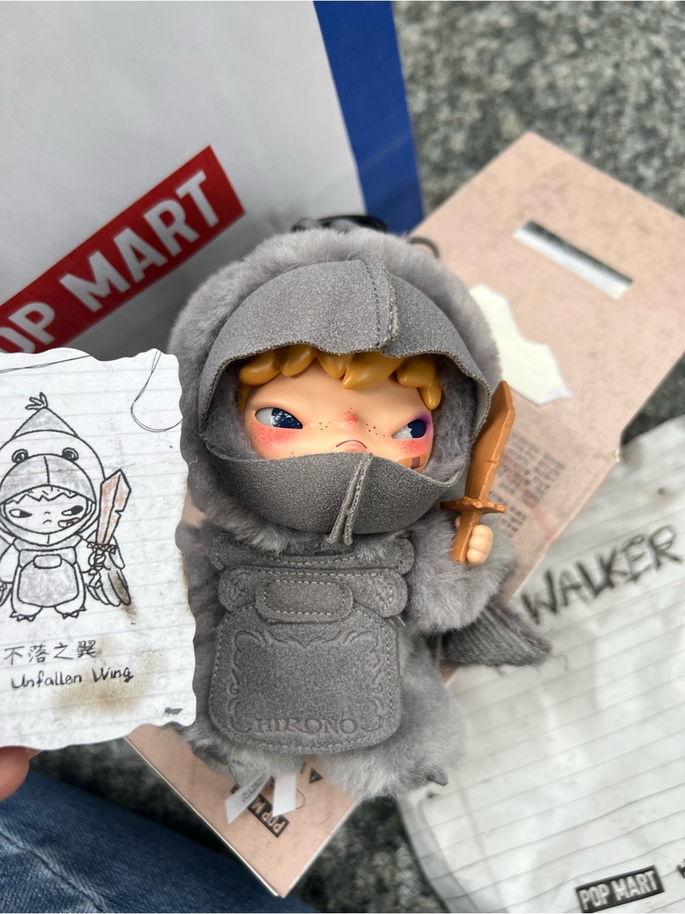 Hirono Mist Walker The Unfallen Wing Plush Knight  authentic PopMart